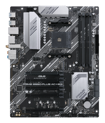 ASUS PRIME B550-PLUS AC-HES, AMD, Socket AM4, AMD Ryzen 5000 Series, AMD Ryzen 3000 Series, DDR4-SDRAM, 128 GB, DIMM
